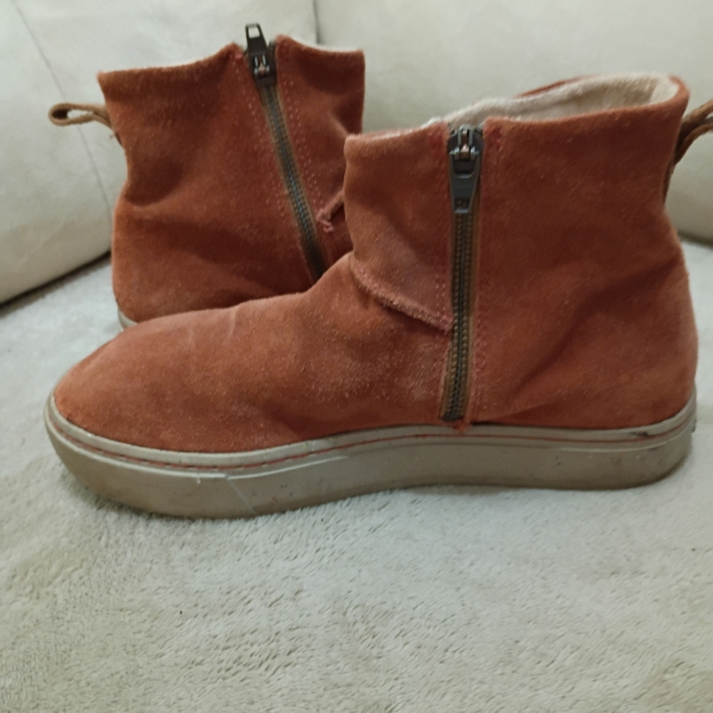 Satorisan Meraki Orange Suede Low Ankle Boots Hand Made In Vietnam. - Picture 4 of 9